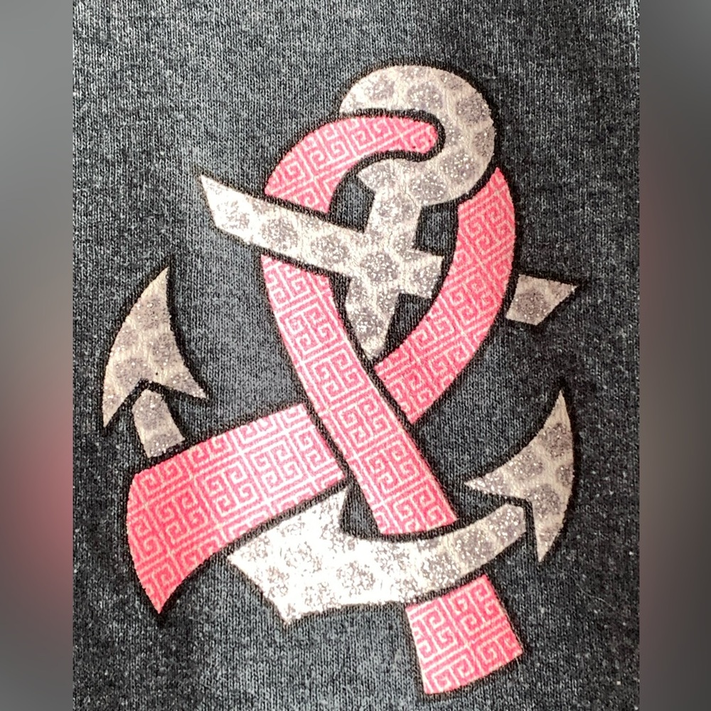 COUTURE Hope Anchors the Soul Hebrews 6:19 Pink Breast Cancer Ribbon Tee Shirt - Picture 2 of 9